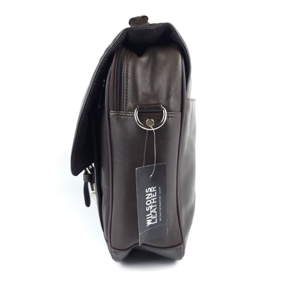 NWT Wilsons Leather Laptop Bag Briefcase Crossbody Convertible Brown Classic - Picture 7 of 14